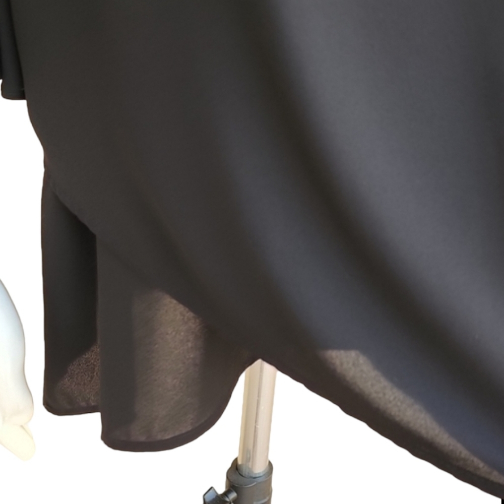 KAREN KANE Black Chiffon Blouse M Crossover Hem Ruffle Bell Sleeve Top - Picture 9 of 16